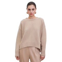 Pull en cachemire respirant à col rond pour femme, couleur unie, Design Simple, pull ample pour l'hiver