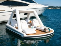Bateau de fête flottant gonflable d'extérieur avec auvent, ponton aquatique multi-personnes pour la mer et le lac, bateau catamaran