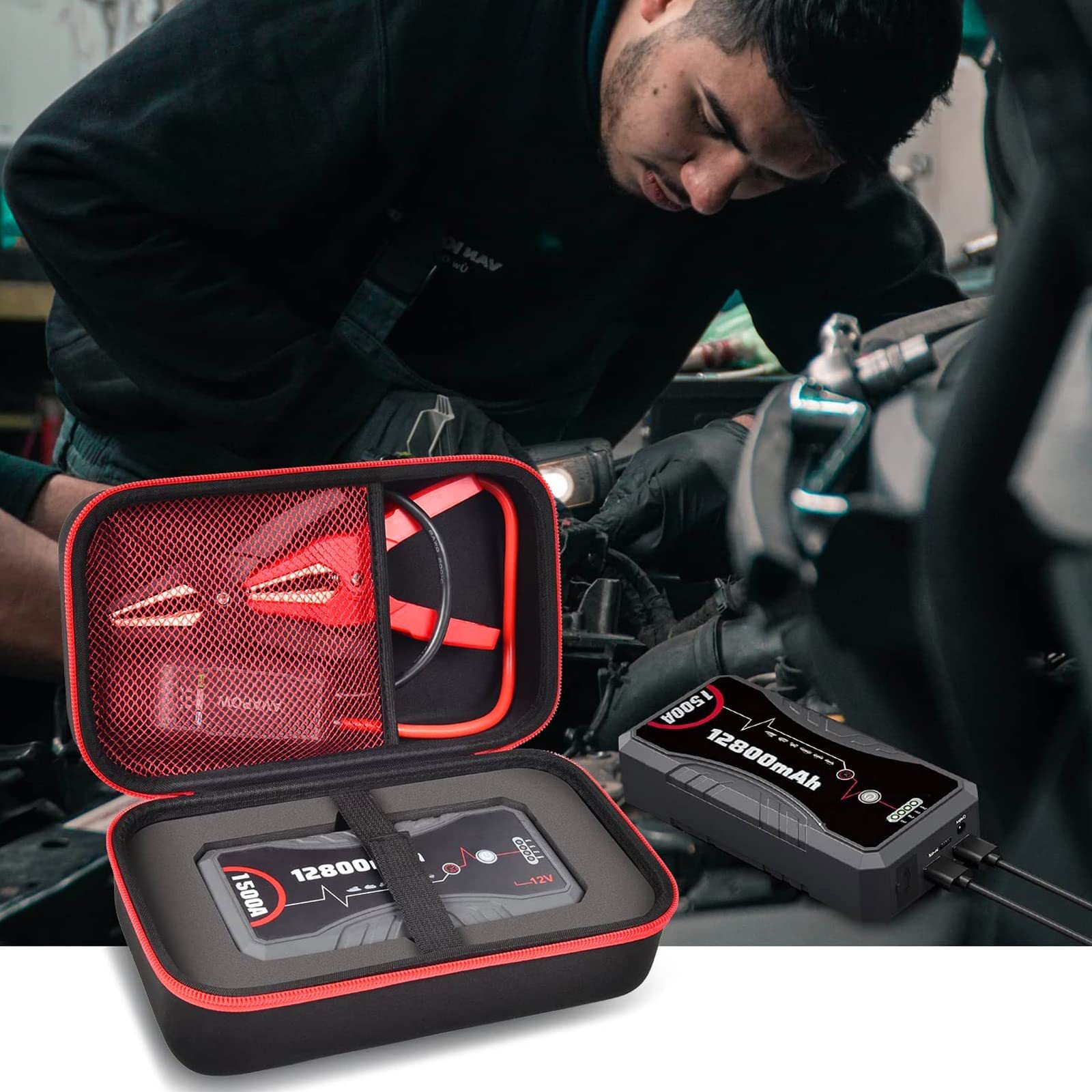 Étui Rigide Protection NEXPOW Booster Batterie Voiture 1500A - Housse De Rangement
