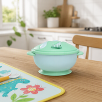 Vente en gros OEM de vaisselle colorée sans BAP de qualité alimentaire pour bébé bols à succion ensemble de bols pour produits d'alimentation pour enfants tout-petits avec couvercle