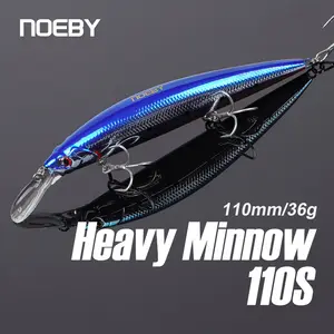 NOEBY Sinking Heavy Minnow Fishing Lures 110mm 36g Electroplating Jerkbait Wobbler Artificial Hard Minnow Lures