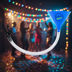 DB Beer Bong With Valve, 2-3 Ft Plastic Funnel <b>Drink</b> Tube For Party Favors, Blue, Red, Pink, White Options, Ages 14+ - Product Image 2