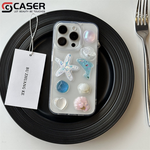 Avançado transparente 3D gotejamento cola encantos tampa do telefone para iphone 17 15 pro max anti-derrapante shell golfinho starfish design inspirado - Product Image 2