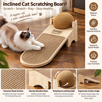 Griffoir mural en forme de L pour chat, en bois, avec balle jouet, griffoir durable de qualité supérieure pour chat (sans désordre)