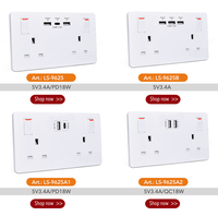Prises électriques murales britanniques avec 2 ports USB, 2 prises, 240V 13A CE ROHS pour construction en plastique et cuivre