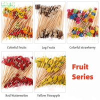 Groothandel natuurlijke bamboe fruitprikkers, wegwerpbaar, food grade, voor hapjes en salades