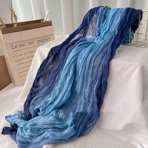 Automne et hiver cravate teinture dégradé écharpe rétro polyvalent imprimé long châle plissé - Product Image 1