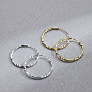 Pendientes de aro de <span class=keywords><strong>Plata</strong></span> de Ley <span class=keywords><strong>925</strong></span> para mujer, <span class=keywords><strong>aros</strong></span> dorados de 18K, calados, elegantes y a la moda - Product Image 3