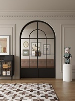 Puerta Decorativa Interior de Doble Arco, Estilo Francés Moderno, de Aleación de Aluminio, Acabado Retro