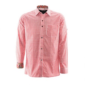 Chemise Trachten pour Homme Style Bavarois Allemagne Oktoberfest 2026 Rouge & Blanc Anti-Plis Été Haute Qualité - Product Image 1