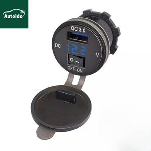 12-24V bleu LED double port QC3.0 <span class=keywords><strong>chargeur</strong></span> USB de <span class=keywords><strong>voiture</strong></span> adaptateur de prise de charge rapide pour véhicules camion <span class=keywords><strong>voiture</strong></span> marine RV - Product Image 1