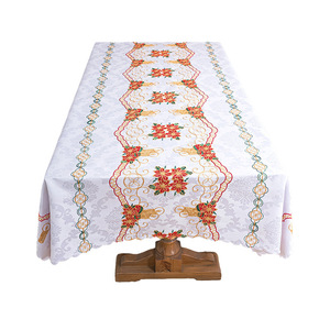 <span class=keywords><strong>Nappe</strong></span> rectangulaire en polyester imprimée motif nuage géométrique, fleur et lettre, avec pompons - Product Image 3