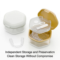 Boîte de rangement portable hexagonale multicolore pour prothèses dentaires, avec drainage, pour aligneurs orthodontiques, nettoyage et soins quotidiens en voyage
