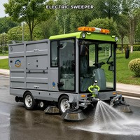 Véhicule de nettoyage routier autopropulsé avec pulvérisation d'eau pour la suppression de la poussière, balayeuse de rue électrique à émissions zéro