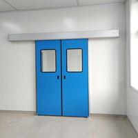 Porte de salle d'opération d'hôpital, cadre en alliage d'aluminium, design minimaliste, fonctionnement automatique par capteur, hermétique pour salle blanche médicale
