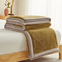 Plaid en fausse fourrure de lapin teinte jaune moutarde, écologique, doux et moelleux, motif dessin animé, pour lit, canapé, usage domestique quatre saisons, vente en gros