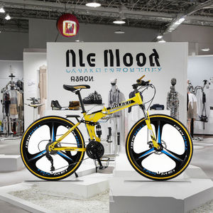 Bicicletta Pieghevole con Doppio Ammortizzatore, Freni a Disco, Velocità Variabile, Stile Mountain Bike Unisex per Studenti, Design con Ruota Integrata - Product Image 1