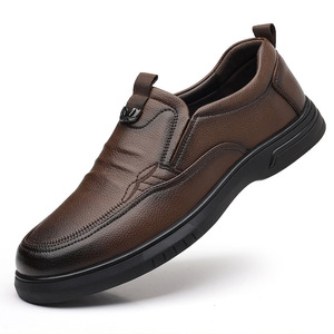 Men's Genuine Leather Loafers Round Toe <b>Soft</b> Sole Flat Walking <b>Shoes</b> For Dad Fashion Casual Comfortable Cow Leather <b>Shoes</b> - Product Image 5