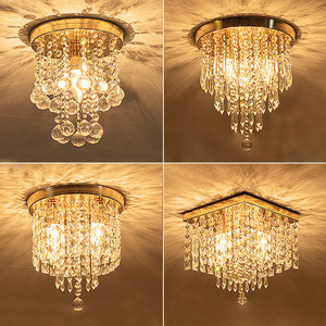 Mini Crystal Chandelier Flush Mount Ceiling <b>Light</b> <b>LED</b> Remote Control Full Spectrum Lighting 5-Year Warranty for Bedroom <b>Hallway</b> - Product Image 5