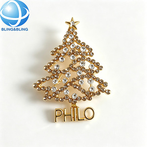 Broche de árbol de Navidad Philo con diamantes de imitación, pin Sigma Gamma Rho para joyería de insignia de protocolo de convención - Product Image 1