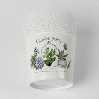 Pot Bunga Berlapis Bubuk Vas Bak Ketel Serbet Tepi Pola Kaktus Ornamen Nordic Kontainer Kemasan/Hadiah
