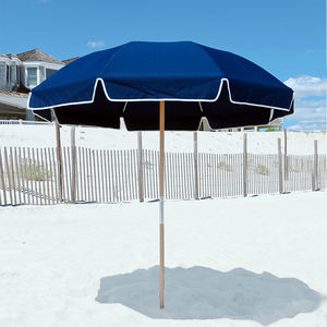 Sombrilla de Playa con Protección UV, Tela Oxford, Estructura de Acero Inoxidable, Poste de Madera, con Flecos y Logotipo Personalizado - Product Image 1