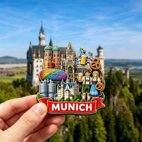 Individuelle Deutschland München Sehenswürdigkeiten MDF Kühlschrankmagnete Angepasstes Logo Personalisierter 3D Holz-Reise-Kühlschrankmagnet