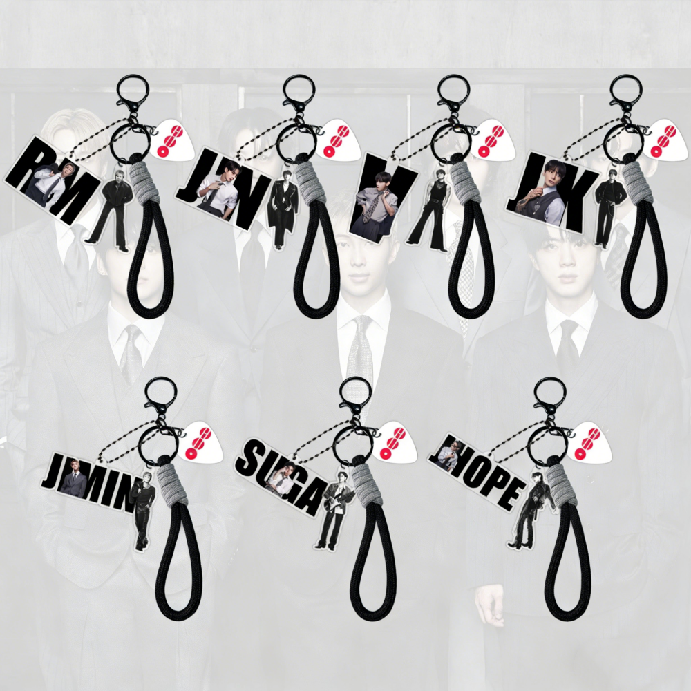 K pop 3Pcs Acrylic Keychains JK V RM JIMIN Rectangle Shape Phone