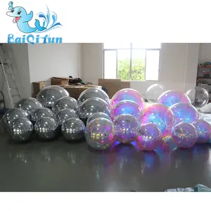 Publicidade campanha decoração prata/iridescente PVC flutuante bola Disco brilhante inflável espelho bolas