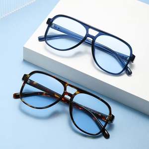 Lunettes de soleil vintage personnalisées avec logo, pour hommes et femmes, avec rivets, grande monture, verres transparents UV400, double pont, style aviateur - Product Image 3