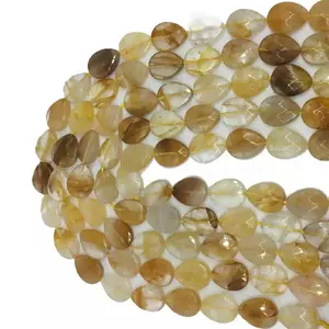 Perles en cristal de citrine jaune naturelle, perle en forme de goutte d'eau, à facettes, pierre précieuse, pour la fabrication de bijoux, livraison gratuite, 13x18mm