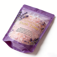 Sachet Doypack alimentaire avec fermeture éclair refermable, logo personnalisé, transparent mat, emballage anti-humidité pour sachet de sel de bain de 1 kg