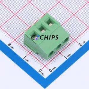 DB123-5.08-3P-GN-S Screw Terminal Block Through hole Component (THT),P=5.08mm Connector 1x3P 5.08mm Green Through Hole - Product Image 1