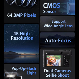 Phong cách Dễ Thương 4k 64mp 1080P 16X Zoom len trẻ em chụp ảnh kỹ thuật số video <span class=keywords><strong>CCD</strong></span> HD trẻ em chơi máy ảnh cho khuôn viên trường du lịch Selfie vv - Product Image 4