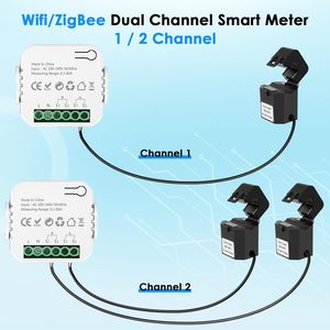 Moniteur d'énergie intelligent pour la maison 280A, <span class=keywords><strong>double</strong></span> canal, contrôle WiFi via application, compatible Tuya/Smart Life, <span class=keywords><strong>compteur</strong></span> de puissance domestique - Product Image 2