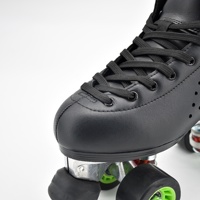 Patins à roulettes ajustables à 4 roues en PU avec frein, doublure en microfibre, pour l'extérieur