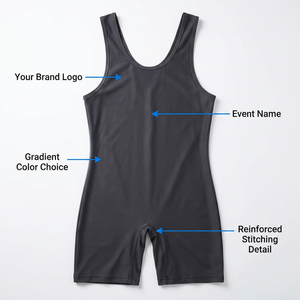 Ropa de Lucha Libre, Singlet de Natación de Poliéster con Elástico Frontal, Traje de Entrenamiento de Pesas y Fitness, Impresión de Logotipo Personalizado, Equipamiento de Lucha Libre - Product Image 2