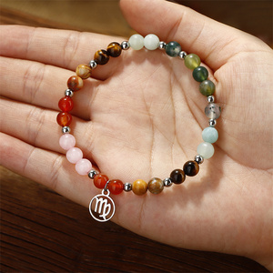 Pulsera de Acero Inoxidable con 12 Signos del Zodiaco, Pulsera Unisex Natural de Lapislázuli, Ágatas, Cuentas de Piedra, Regalo de Aniversario - Product Image 3