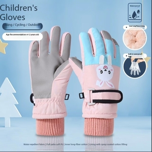 Gants de <span class=keywords><strong>ski</strong></span> imperméables et chauds pour enfants, gants de neige imprimés mignons, coupe-vent et antidérapants pour garçons et filles, sports de plein air - Product Image 2