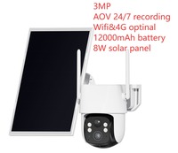 Caméra de sécurité solaire 4G LTE 3MP AOV avec objectif fixe PTZ 360°, surveillance extérieure par carte SIM, vision nocturne couleur et détection IA