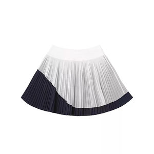 Ensemble de tennis personnalisable avec logo pour femme, col à revers, fermeture éclair, haut décontracté color block et mini-jupe plissée taille haute ajustée pour le sport - Product Image 4