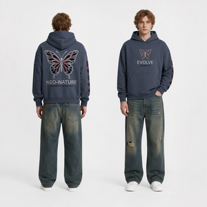 <span class=keywords><strong>Felpa</strong></span> con Cappuccio Unisex Oversize Vintage con Applicazione Grafica a Farfalla, Stile Y2K, Manica Lunga, Abbigliamento Invernale - Product Image 4