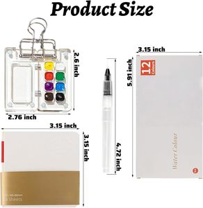 Mini juego de pintura de <span class=keywords><strong>acuarela</strong></span> con paleta de pinceles, Kit de viaje de 12 colores, cuaderno de bocetos de bolsillo, no tóxico para artistas y estudiantes - Product Image 2