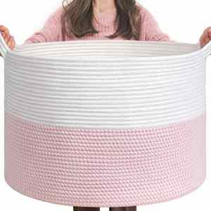 Cestas Redondas de Algodón Tejido para Almacenamiento y Organización de Juguetes, Cesto Versátil para Ropa y Cesto para Ropa Sucia de Bebés - Product Image 1
