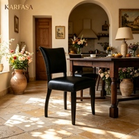 Chaise de salle à manger en cuir vintage à dossier haut, chaise d'appoint pour la maison, le bureau, la salle d'étude, l'hôtel, le salon, style bois massif