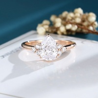 Bague de fiançailles et de mariage en diamant de laboratoire, argent sterling 925, certifiée IGI, CVD HPHT, plaqué or massif 18 carats, coupe poire pour femme