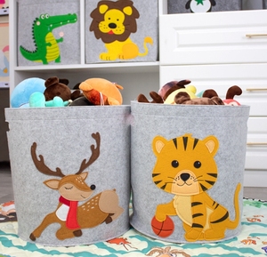 Grand panier de <span class=keywords><strong>rangement</strong></span> en feutre avec tête de dessin animé coloré pour jouets en <span class=keywords><strong>peluche</strong></span> - Product Image 2