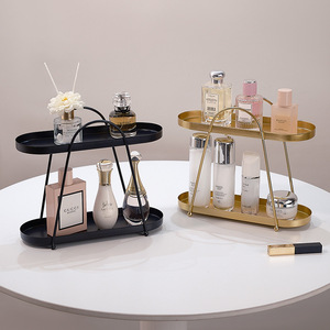 Cosmetic Organizer Double Layer Iron Desk Storage Rack For Makeup Jewelry Display Home Decor - Product Image 1