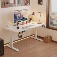 Bureau d'ordinateur électrique réglable en hauteur en bois, durable, avec roulettes, fonction assis-debout, pour la maison, le bureau ou la salle de classe, montage facile