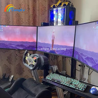 Soporte de Aluminio para Tres Monitores, Simulador de Carreras, Soporte Ajustable para 3 Pantallas, Plataforma Resistente para Simulación de Vuelo/Conducción en Interiores